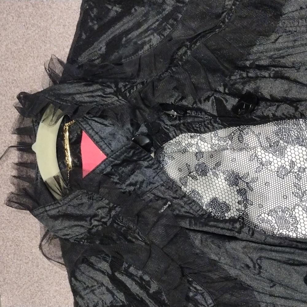 🖤Vtg Betsey Johnson Whimsigoth Crinoline Trench Coat - Picture 13 of 17